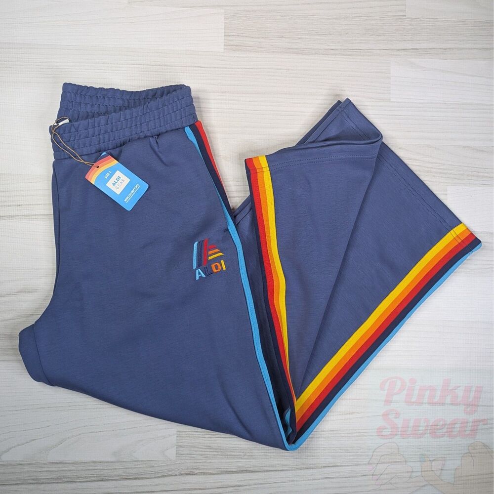 NWT ALDI Gear 2025 Ladies LARGE Wide Leg Blue Sweatpants Jogger Tencel